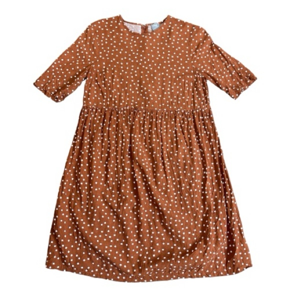 ASOS Polka Dot Trapeze Retro Dress Rust Brown/Dark Orange Size Large